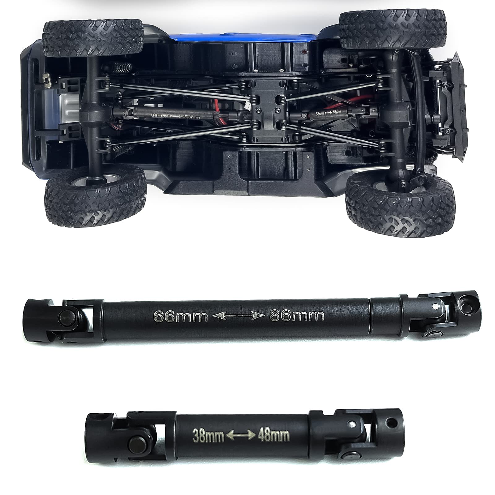Que-T 2pcs 1: 24 Hard Steel Drive Shafts Driveshafts for Axial